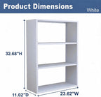 Outstar 3 Tier Metal Short Bookshelf Steel Storage Organizer Shelf With Corner Bumpers White