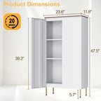 Outstar 47 Inch Metal Pantry Cabinet with Wood Top and Rounded Edges