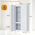 Outstar 71 Inch Tall Steel Storage Cabinet 4 Door Pantry Cabinet with Concealed Handles