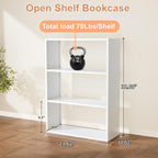 Outstar 3 Tier Metal Short Bookshelf Steel Storage Organizer Shelf With Corner Bumpers White