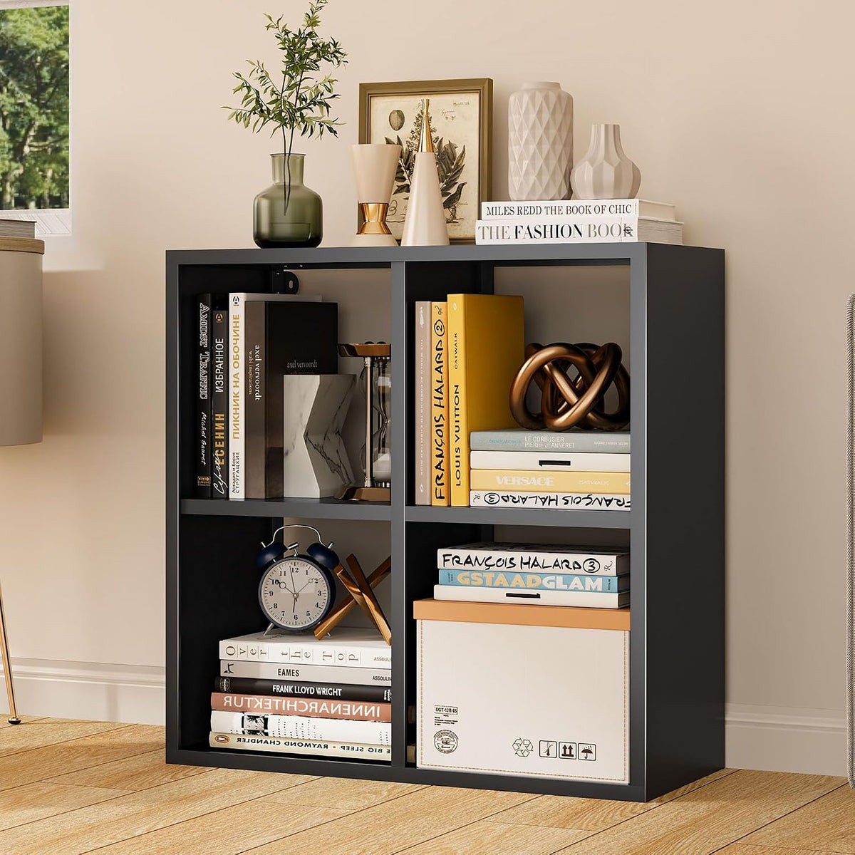 Outstar Metal Cube Storage Organizer 4 Cube 6 Cube Steel Cubby Shelf With Corner Bumpers For Living Room Bedroom Office Black And White