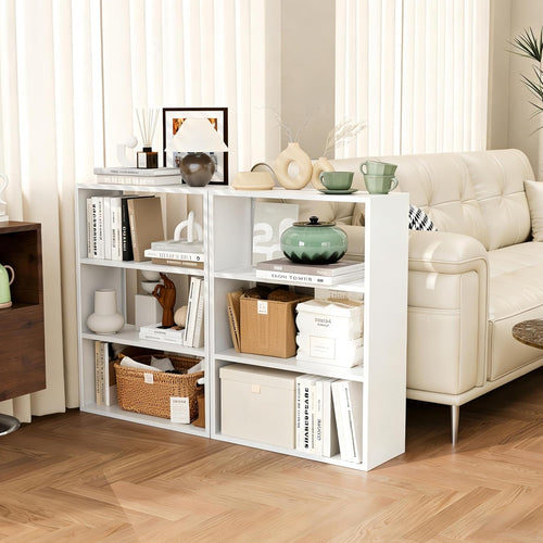 Outstar 3 Tier Metal Short Bookshelf Steel Storage Organizer Shelf With Corner Bumpers White