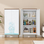 Outstar 47 Inch Metal Pantry Cabinet with Wood Top and Rounded Edges