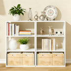 Outstar 3 Tier Metal Short Bookshelf Steel Storage Organizer Shelf With Corner Bumpers White
