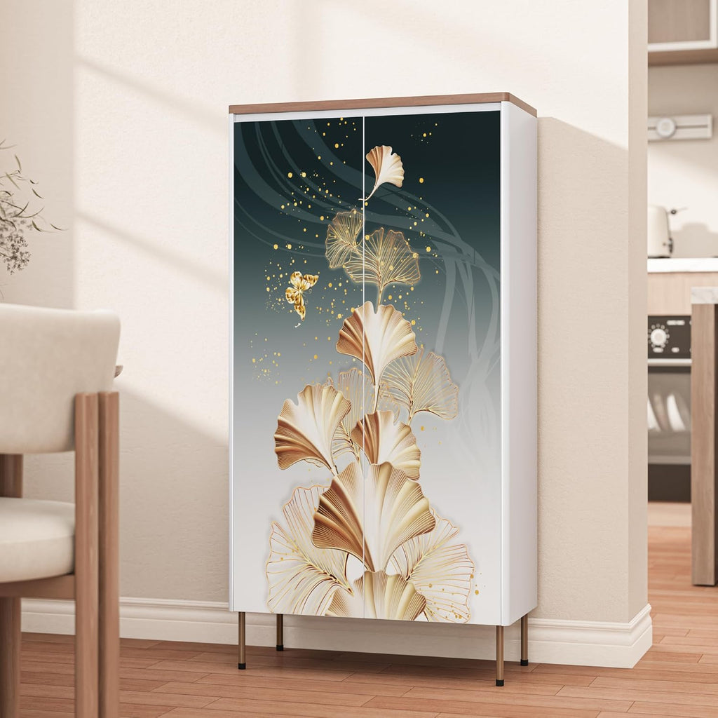 Outstar 47 Inch Metal Pantry Cabinet with Wood Top and Rounded Edges