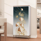 Outstar 47 Inch Metal Pantry Cabinet with Wood Top and Rounded Edges