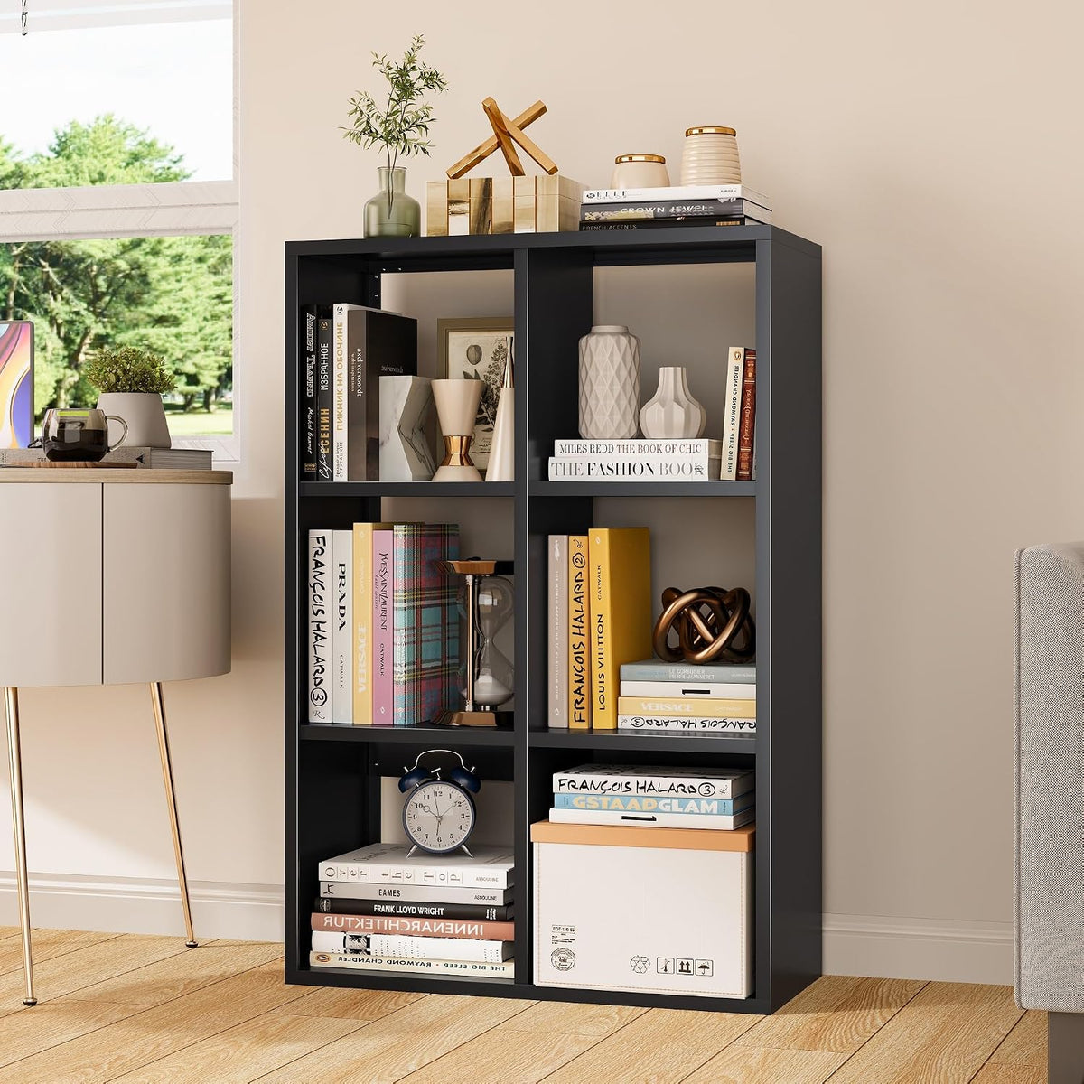 Outstar Metal Cube Storage Organizer 4 Cube 6 Cube Steel Cubby Shelf With Corner Bumpers For Living Room Bedroom Office Black And White