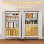 Outstar 47 Inch Metal Pantry Cabinet with Wood Top and Rounded Edges