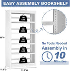 Outstar Heavy Duty Metal Bookshelf with Adjustable Shelves New