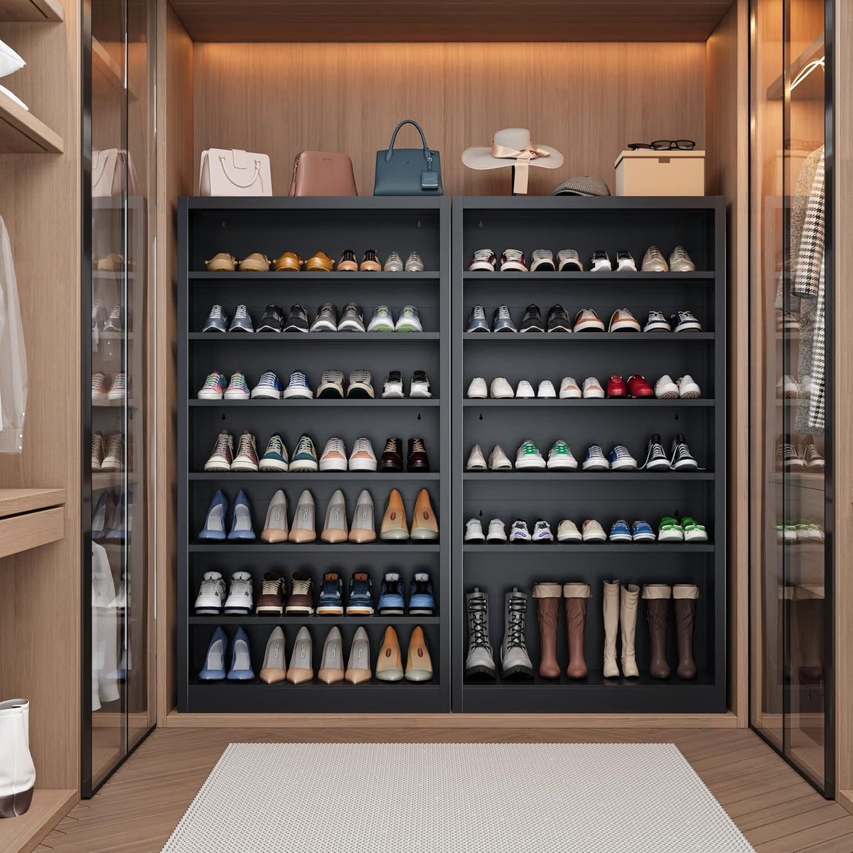 Outstar 6 Tier Tall Metal Storage Cabinet Freestanding Media And Shoe Organizer With Adjustable Shelves