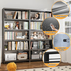 Outstar Simple Metal Bookshelf 5-Tier Industrial Bookcase for Living Room & Home Office