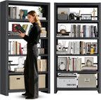 Outstar Heavy Duty 5-Tier Modern Bookshelf 280 lbs Per Shelf Steel Bookcase