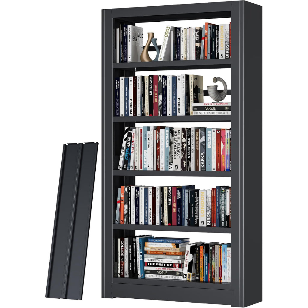 Outstar Heavy Duty 5-Tier Modern Bookshelf 280 lbs Per Shelf Steel Bookcase