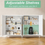 Outstar 40 Inch Metal Shoe Cabinet 4 Tier Freestanding Shoe Storage Cabinet with Louvered Doors White