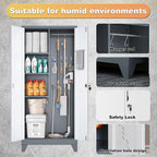 Outstar 61 Inch Two Tone Metal Storage Cabinet Lockable Utility Closet With Pegboard White And Grey