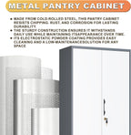 Outstar 61 Inch Two Tone Metal Storage Cabinet Lockable Utility Closet With Pegboard White And Grey