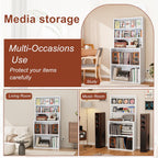 Outstar 5 Tier Metal Record Player Stand Media Storage Cabinet CD DVD Organizer Shelf White