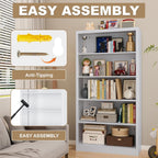 Outstar Heavy Duty Metal Bookcase 5-Tier Adjustable Tall Bookshelf 180 lbs Load Per Shelf for Living Room Home Office Bedroom Garage