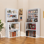 Outstar 5 Tier Metal Record Player Stand Media Storage Cabinet CD DVD Organizer Shelf White