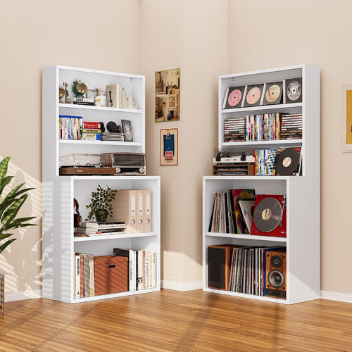 Outstar 5 Tier Metal Record Player Stand Media Storage Cabinet CD DVD Organizer Shelf White
