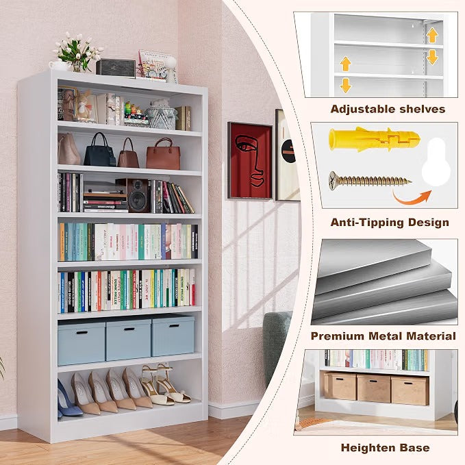 Outstar 6 Tier Tall Metal Storage Cabinet Freestanding Media And Shoe Organizer With Adjustable Shelves