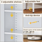 Outstar 40 Inch Metal Shoe Cabinet 4 Tier Freestanding Shoe Storage Cabinet with Louvered Doors White