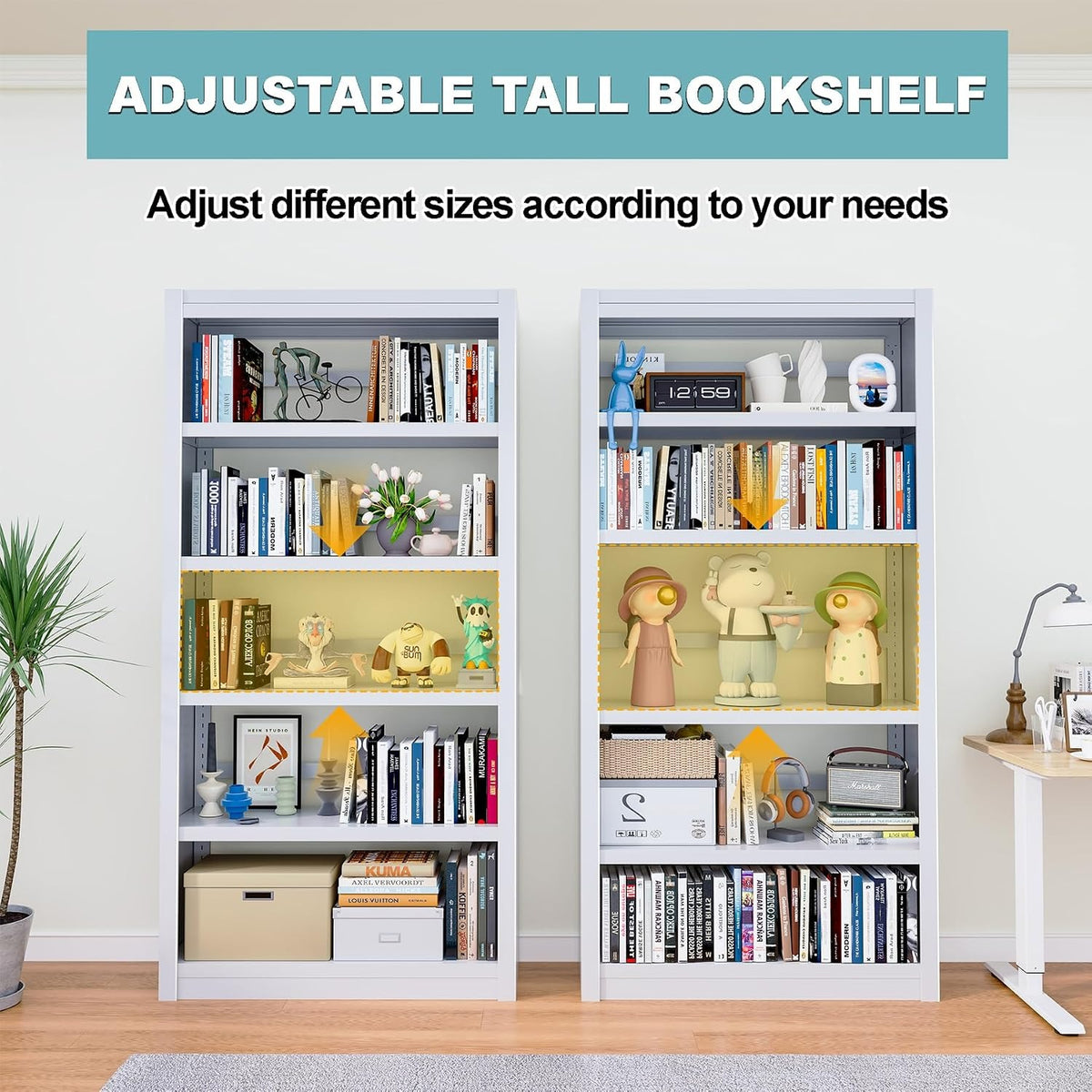 Outstar Heavy Duty Metal Bookshelf with Adjustable Shelves New