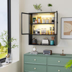 Outstar Wall Mounted Bathroom Cabinet With Glass Doors And Open Shelves