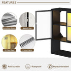 Outstar Wall Mounted Bathroom Cabinet With Glass Doors And Open Shelves