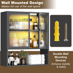 Outstar Wall Mounted Bathroom Cabinet With Glass Doors And Open Shelves