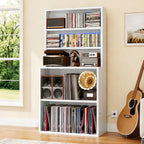 Heavy duty 55 tall steel vinyl record storage shelf for turntable and audio gear