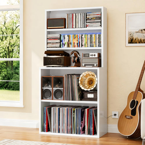 Heavy duty 55 tall steel vinyl record storage shelf for turntable and audio gear