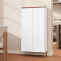 Outstar 60 inch white metal pantry cabinet with wood top and concealed handles