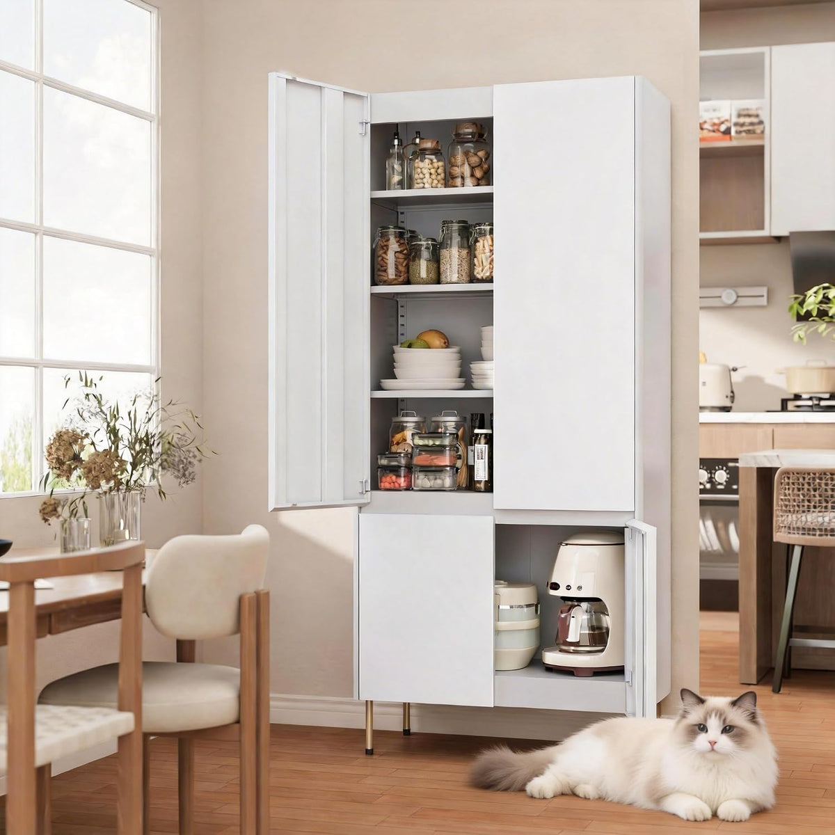 Heavy duty 71 tall metal storage cabinet with 4 doors and hidden handles