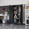 Outstar 61 inch black metal cleaning supply cabinet with interior pegboard
